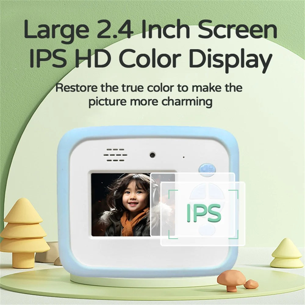 D2A Cartoon Pattern Dual Lens HD Video Recorder 2.4 Inch IPS Screen Portable Instant Print Kids Camera - Pink Santa - 5