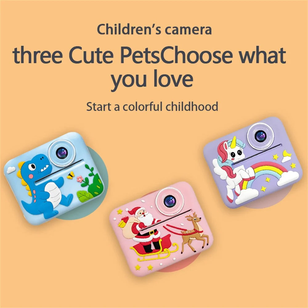 D2A Cartoon Pattern Dual Lens HD Video Recorder 2.4 Inch IPS Screen Portable Instant Print Kids Camera - Pink Santa - 7