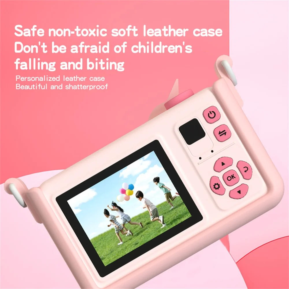 D32 2.0 Inch IPS Screen Digital Camera Dual Lens Cartoon Animal Video Recorder for Kids - Pink Unicorn - 3