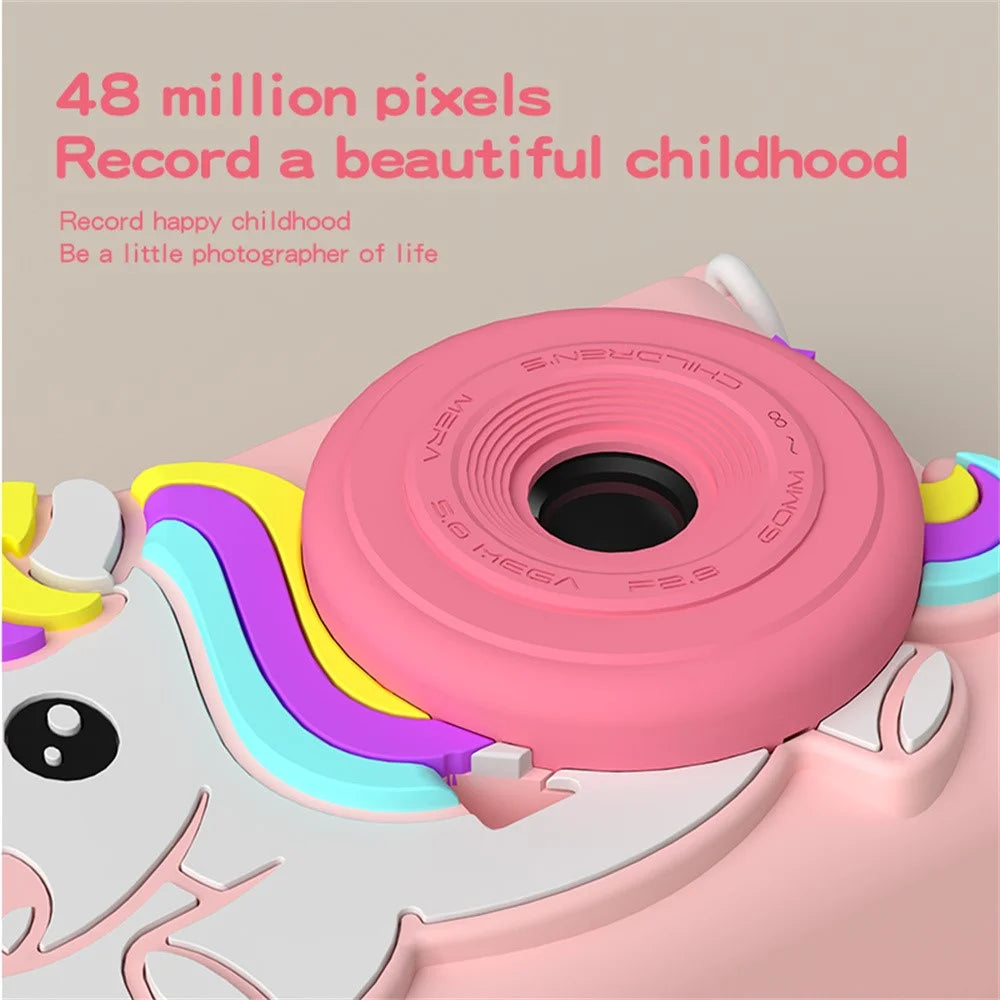 D32 2.0 Inch IPS Screen Digital Camera Dual Lens Cartoon Animal Video Recorder for Kids - Pink Unicorn - 4