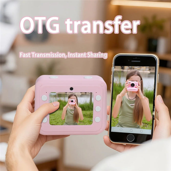 P10 Dual Lens Instant Print Camera for Kids 2.4 Inch IPS Screen Video Recorder, Support Monochrome Printing - Blue - 6