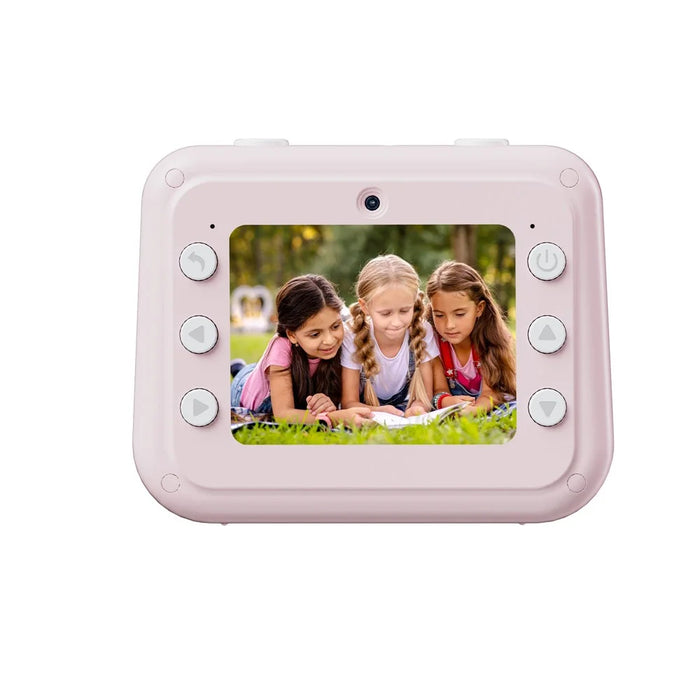 P10 Dual Lens Instant Print Camera for Kids 2.4 Inch IPS Screen Video Recorder Support Monochrome Printing, with 32GB Card - Pink - 2