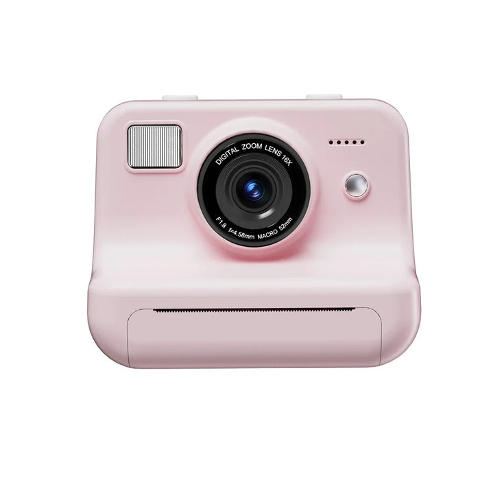 P10 Dual Lens Instant Print Camera for Kids 2.4 Inch IPS Screen Video Recorder Support Monochrome Printing, with 32GB Card - Pink - 3