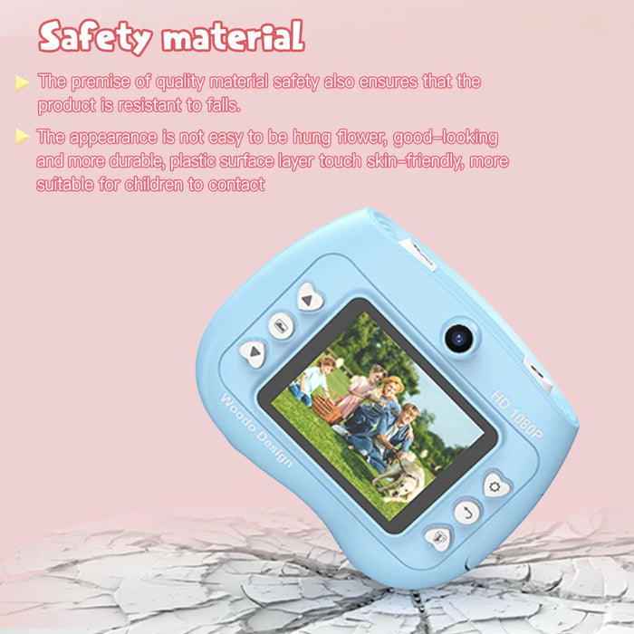 ZK18 Kids Camera Instant Print, Dual-Lens 2.4 inch 2MP 1080P Selfie Instant Cameras Support Music Play and Games - Pink - 5