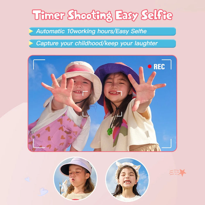 ZK18 Kids Camera Instant Print, Dual-Lens 2.4 inch 2MP 1080P Selfie Instant Cameras Support Music Play and Games - Pink - 7