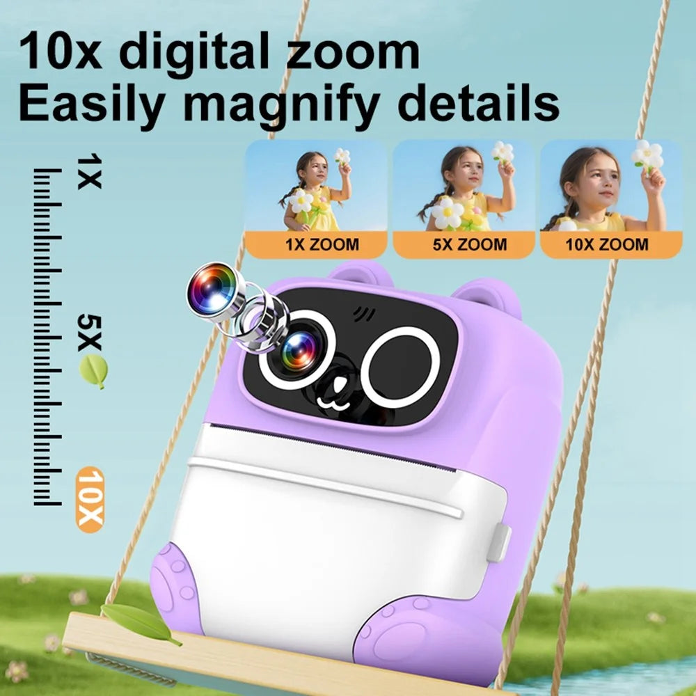 AM500 48MP 2.0 inch HD Dual Lens Kids Instant Print Camera 1080P Photo Video Built-in Games MP3 Player - Purple - 4