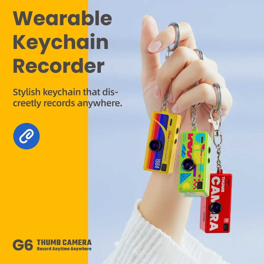 G6 0.96 Inch TFT Screen 2MP Thumb Camera with Keychain 1080P HD Mini Video Recorder for Kids Birthday Gift - Yellow - 5