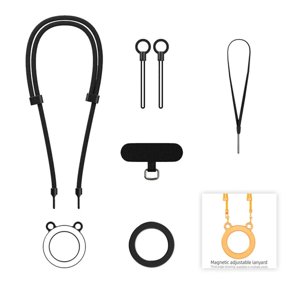 M22 Nylon Neck Strap Magnetic Adjustable Lanyard Stand for Phone Camera - Black - 1