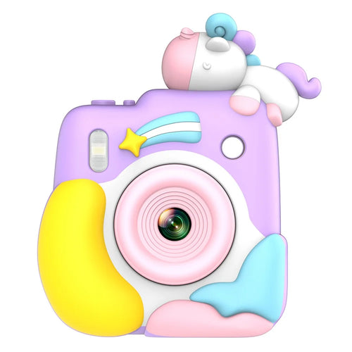 D16S 2.4 Inch Kids Cartoon Camera Instant Print Digital Camera 1080P HD Dual Lens Recording - Pink Unicorn - 1