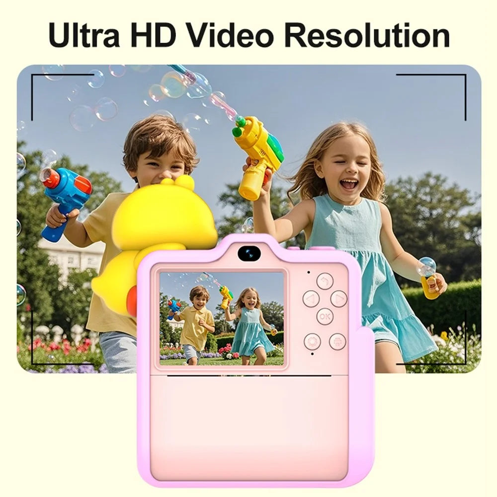 D16S 2.4 Inch Kids Cartoon Camera Instant Print Digital Camera 1080P HD Dual Lens Recording - Pink Unicorn - 7
