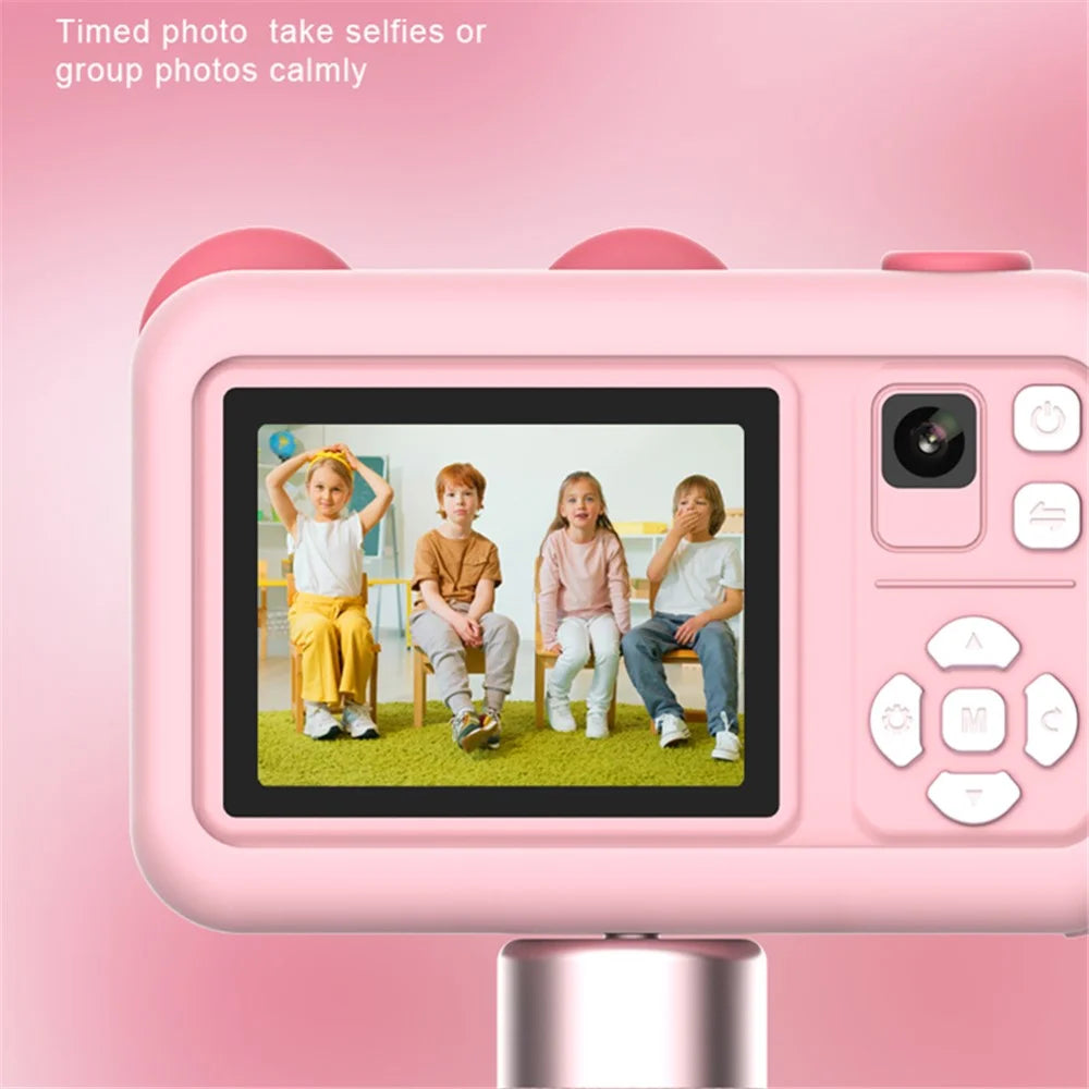 D32 2-inch Screen Children Camera Rechargeable HD Dual Lens Camera Toy with Silicone Cover and Tripod - Brown - 5