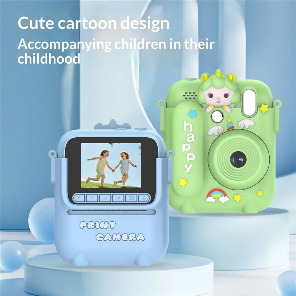Z700 2.4 Inch Kids Camera Instant Print Gifts with Unicorn Silicone Case 1080P Kids Digital Camera Toys with 32G Memory Card + Card Reader - Purple - 4