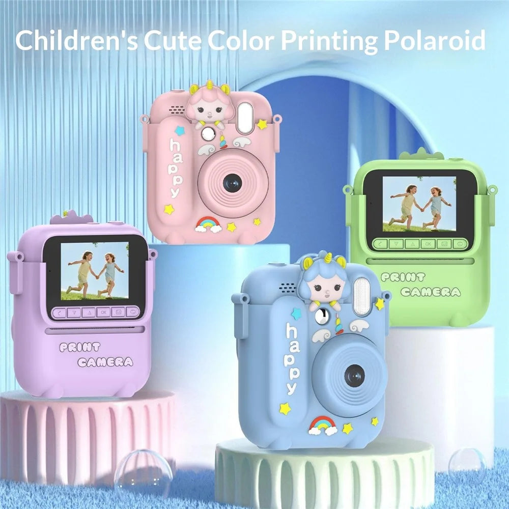 Z700 2.4 Inch Kids Camera Instant Print Gifts with Unicorn Silicone Case 1080P Kids Digital Camera Toys with 32G Memory Card + Card Reader - Purple - 6