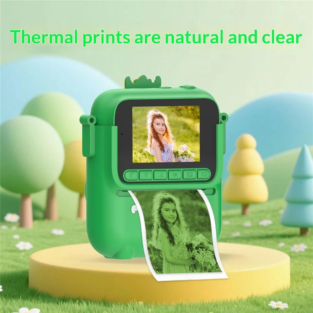 Z700 2.4 Inch Kids Camera Instant Print Gifts with Dinosaur Silicone Case 1080P Kids Digital Camera Toys (No Card) - Blue - 4