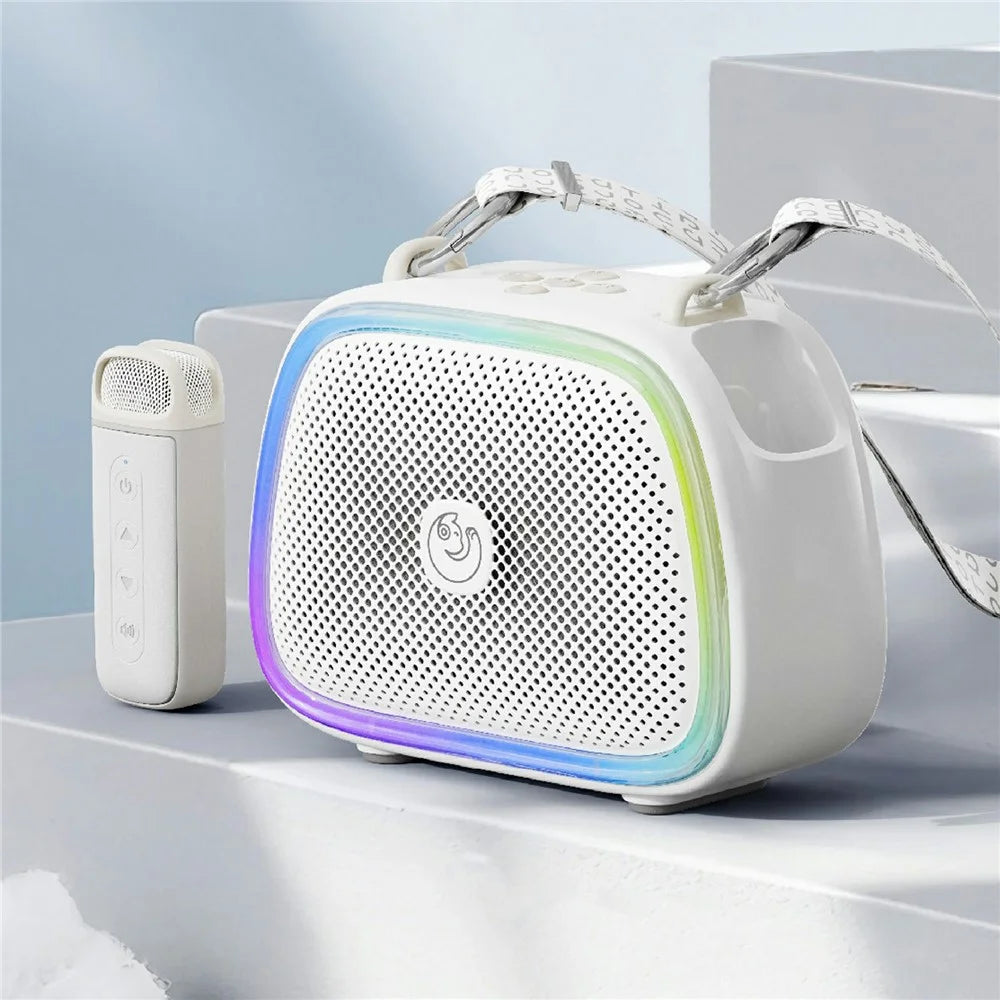 C22 Wireless Karaoke Speaker with 2 Magnetic Microphones Bluetooth-compatible 5.1 Portable KTV System with RGB Light - White - 1