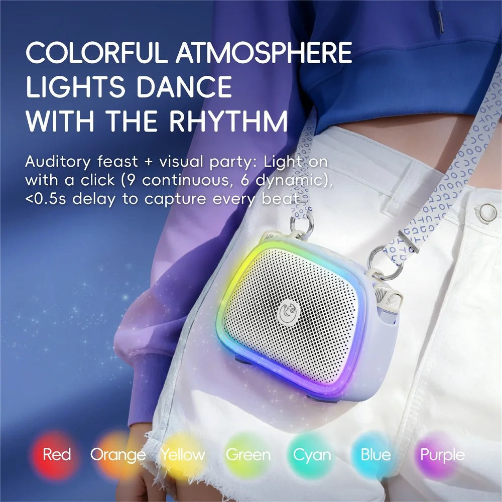 C22 Wireless Karaoke Speaker with 2 Magnetic Microphones Bluetooth-compatible 5.1 Portable KTV System with RGB Light - White - 5