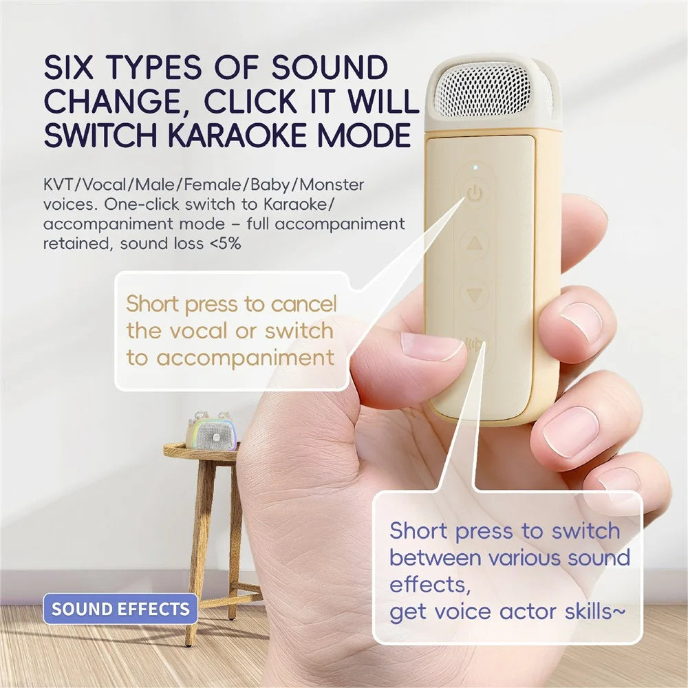 C22 Wireless Karaoke Speaker with 2 Magnetic Microphones Bluetooth-compatible 5.1 Portable KTV System with RGB Light - White - 6