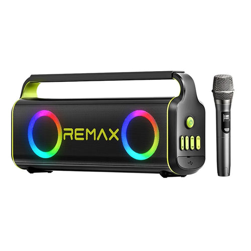 REMAX RB-MB07 Portable Wireless Party Speaker LED Light Bluetooth-Compatible Speaker with Microphone - Black - 1