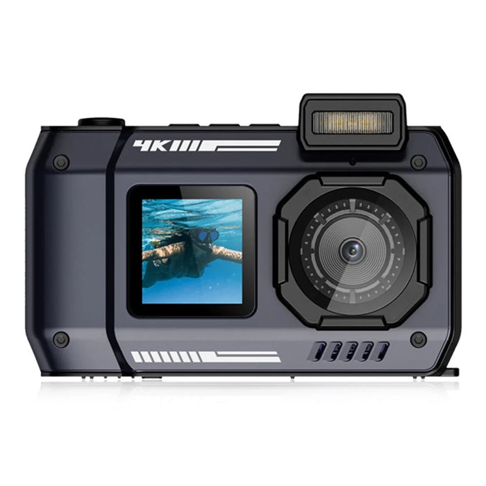 D50 2.88+1.44 inch Dual Screen Action Camera 65MP IP68 Waterproof Camera for Outdoor Sports - Black - 1