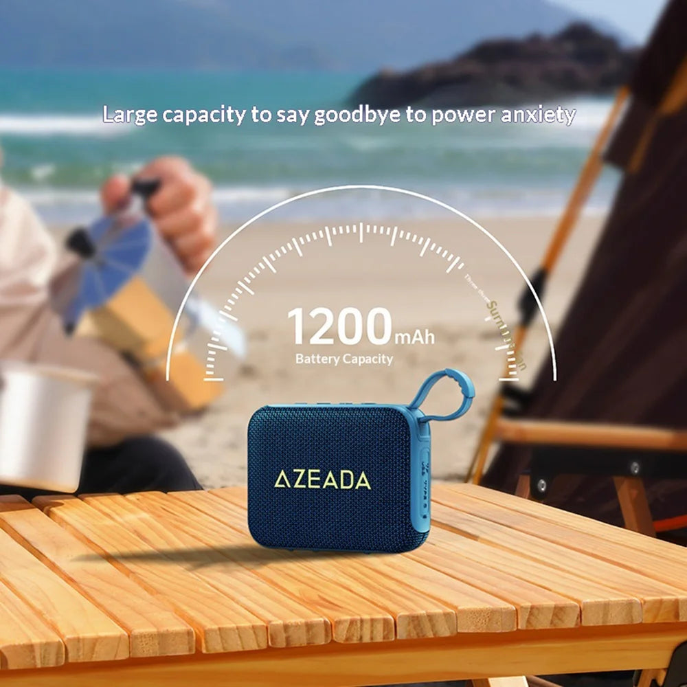 AZEADA AZ-S01 5W TWS Bluetooth-compatible Speaker Waterproof Outdoor Portable Fabric Subwoofer with Lanyard - Black - 4