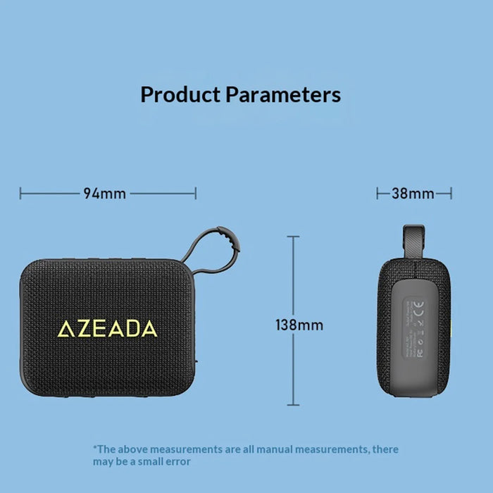 AZEADA AZ-S01 5W TWS Bluetooth-compatible Speaker Waterproof Outdoor Portable Fabric Subwoofer with Lanyard - Black - 6