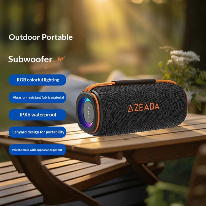 AZEADA AZ-S06 IPX6 Waterproof 30W Portable Bluetooth-compatible Speaker Outdoor Subwoofer with RGB Light - Black - 3