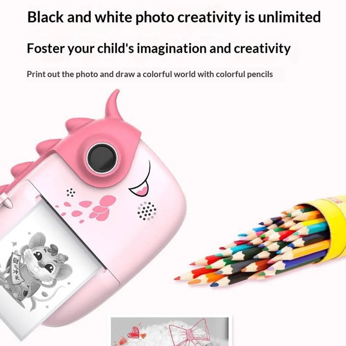 A6 Kids Camera 2800W Dual Lens 3.0 Inch Touch Screen Instant Print Camera for Children - Pink - 5