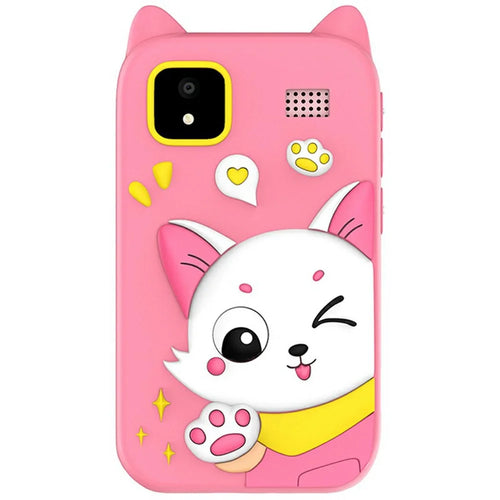 D13 Kids Smart Phone 2.8 Inch IPS Touchscreen Dual Camera 1080P Video Recording Educational Toy Phone - Pink Cat - 1