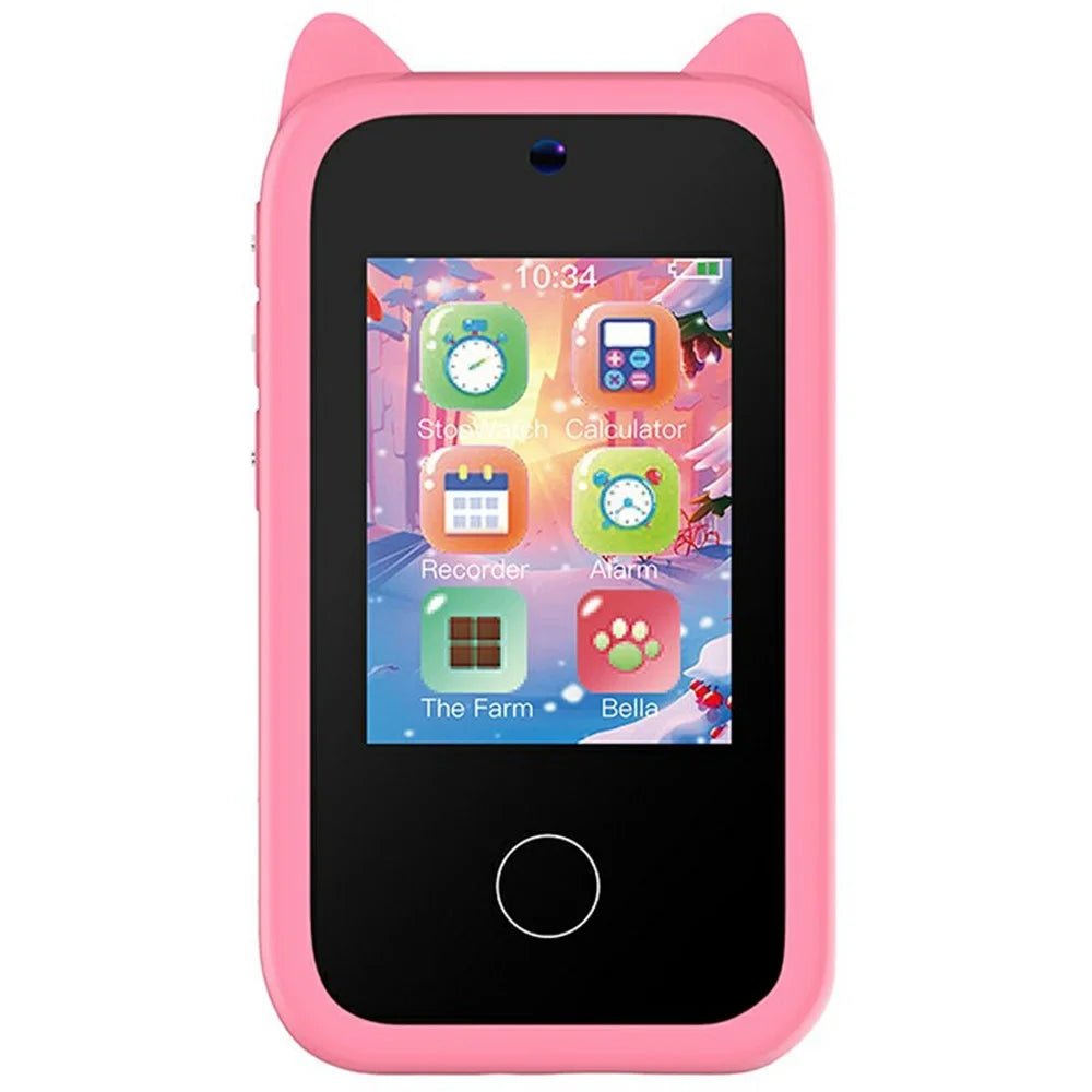 D13 Kids Smart Phone 2.8 Inch IPS Touchscreen Dual Camera 1080P Video Recording Educational Toy Phone - Pink Cat - 2