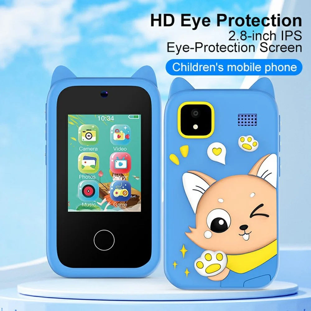 D13 Kids Smart Phone 2.8 Inch IPS Touchscreen Dual Camera 1080P Video Recording Educational Toy Phone - Pink Cat - 5