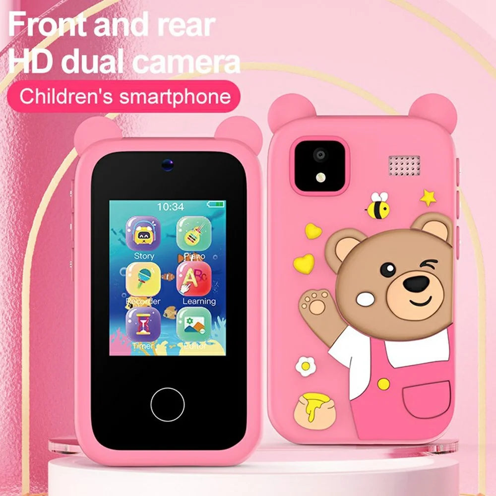 D13 Kids Smart Phone 2.8 Inch IPS Touchscreen Dual Camera 1080P Video Recording Educational Toy Phone - Pink Cat - 7