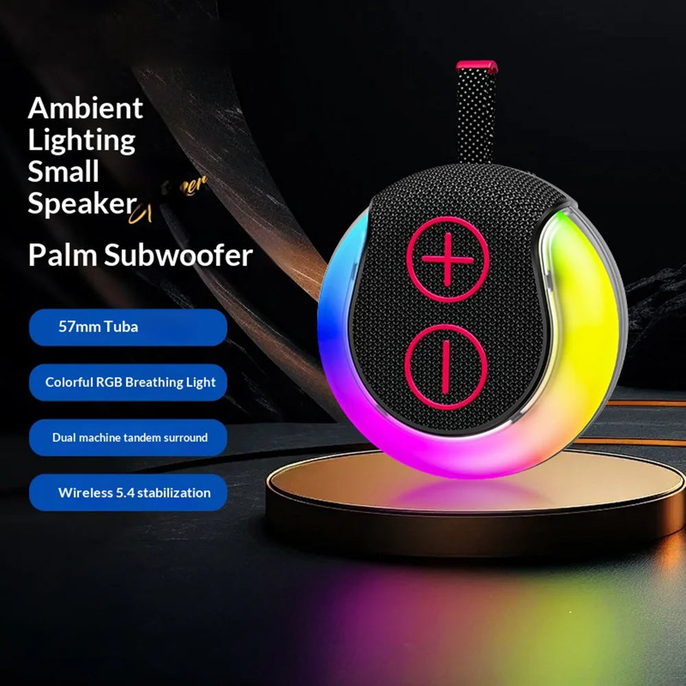 AZEADA S12 IPX5 Waterproof 7W Portable Bluetooth-compatible Speaker RGB Light Outdoor Wireless Subwoofer for Travel - Midnight Black - 3