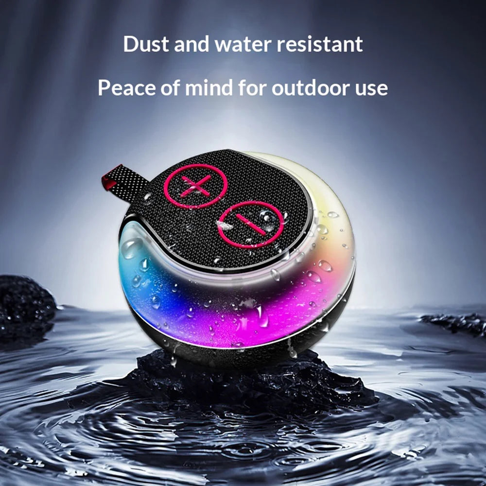 AZEADA S12 IPX5 Waterproof 7W Portable Bluetooth-compatible Speaker RGB Light Outdoor Wireless Subwoofer for Travel - Midnight Black - 4