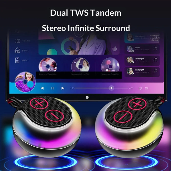 AZEADA S12 IPX5 Waterproof 7W Portable Bluetooth-compatible Speaker RGB Light Outdoor Wireless Subwoofer for Travel - Midnight Black - 5