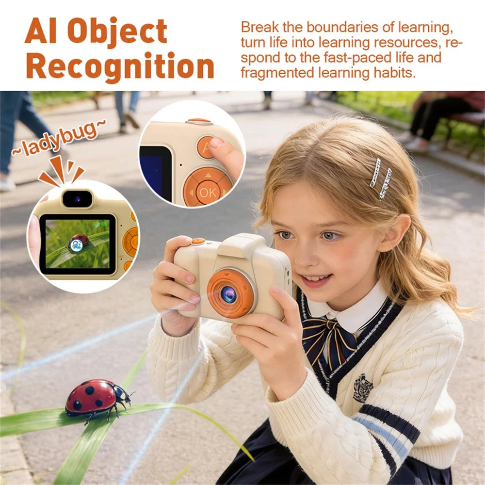 AI01 Smart AI Kids Camera with Dual Lens 2.4 Inch IPS Screen Educational Learning Toy for Boys Girls - Yellow - 4