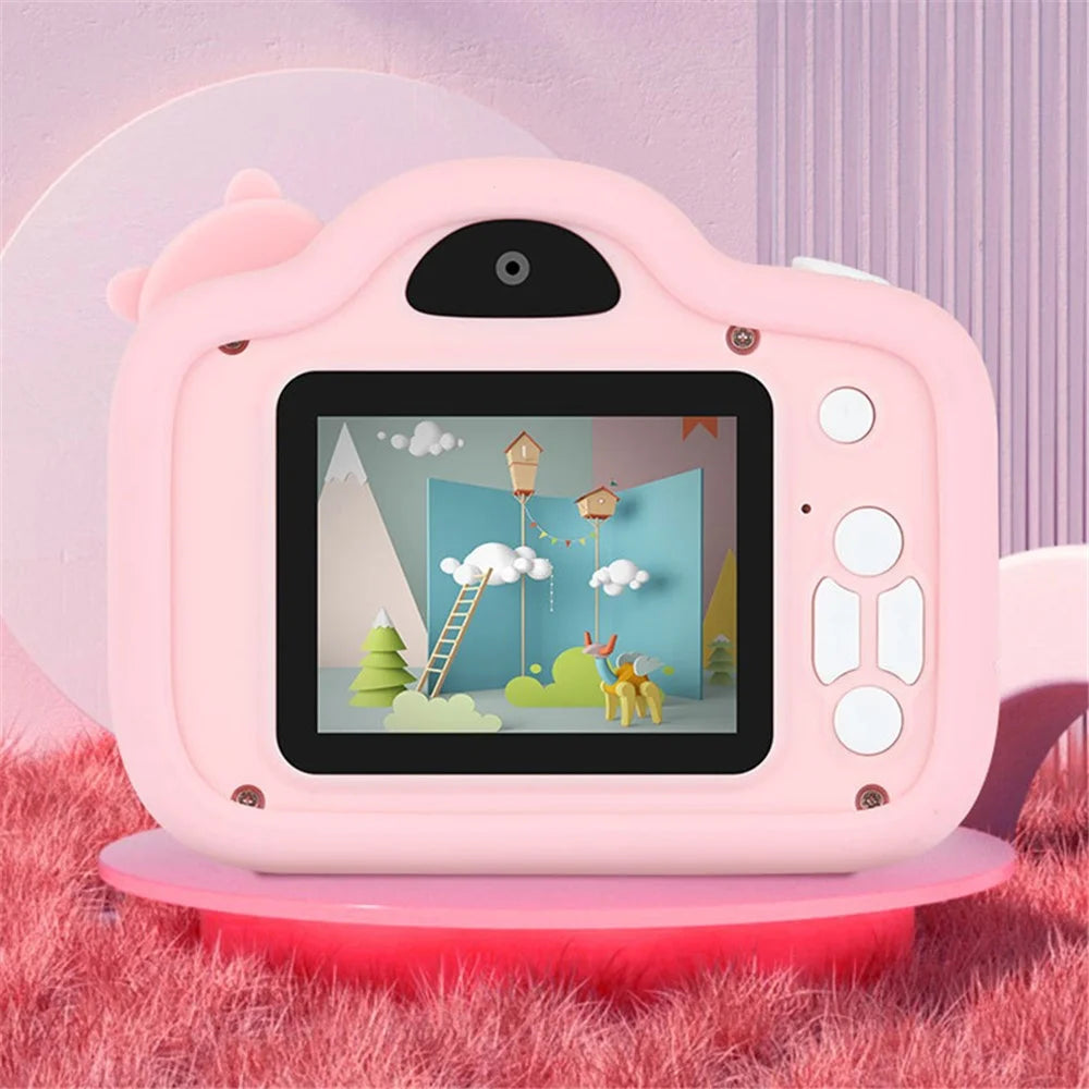 A15 Cartoon Pig 2.0 inch Screen Kids Camera Rechargeable HD Dual Lens Digital Camera Toy - Pink - 3