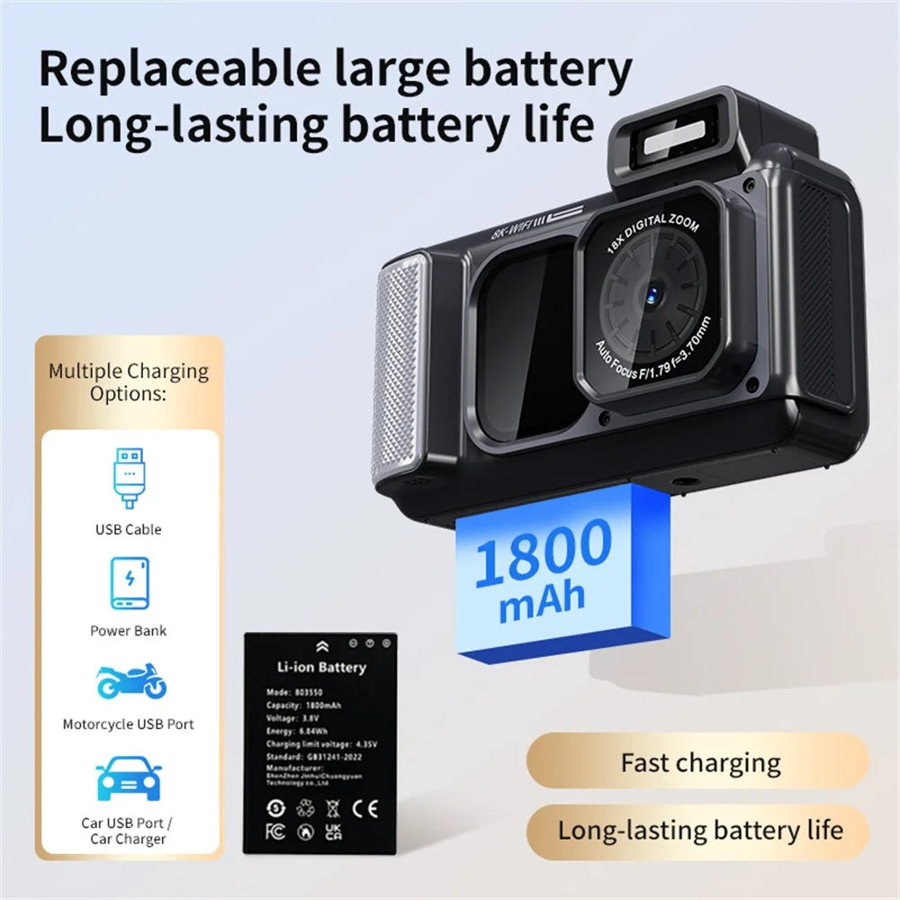 D80 8K 15m Underwater Waterproof Camera 2.83 + 2.01 inch Dual IPS Screen Camera for Diving - Black - 6