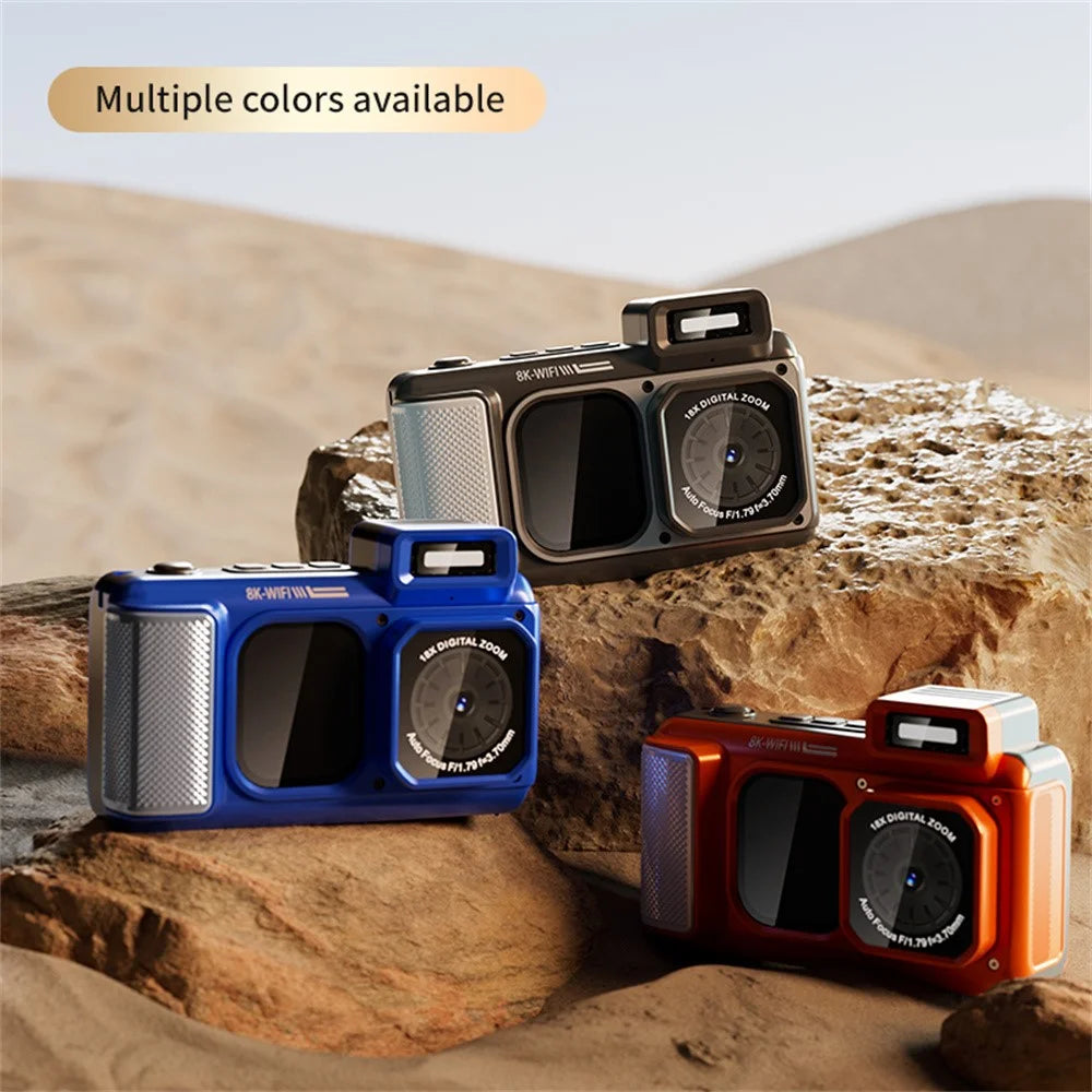 D80 8K 15m Underwater Waterproof Camera 2.83 + 2.01 inch Dual IPS Screen Camera for Diving - Black - 7