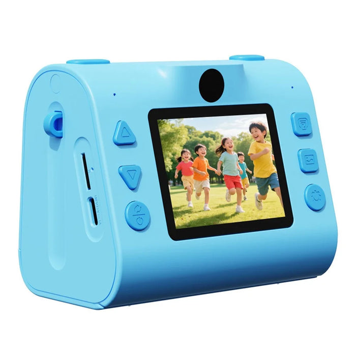 D103 2.4 Inch Kids Digital Camera 1080P IPS Screen Dual Lens Instant Thermal Print Camera Gift - Blue - 2