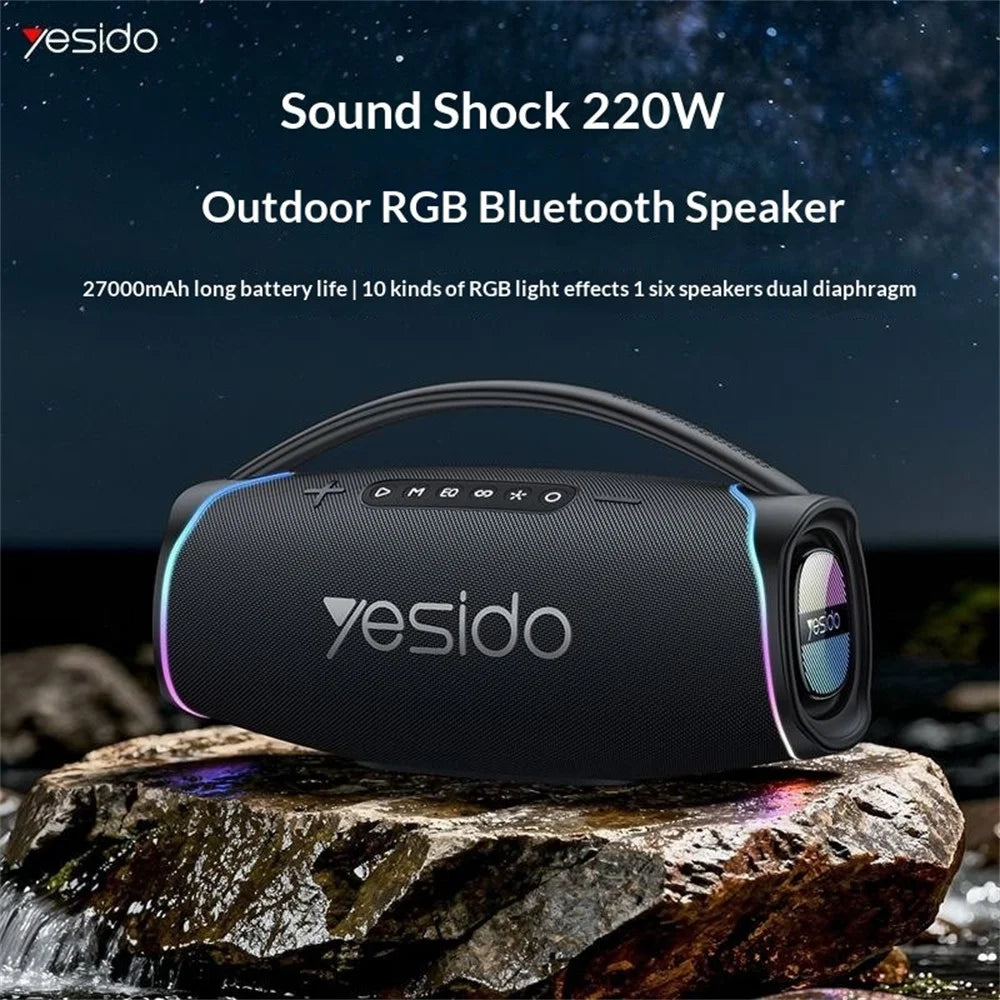 YESIDO YSW46 220W Bluetooth-compatible 5.3 Speaker RGB Outdoor Portable Wireless Speaker with Microphone - Black - 3