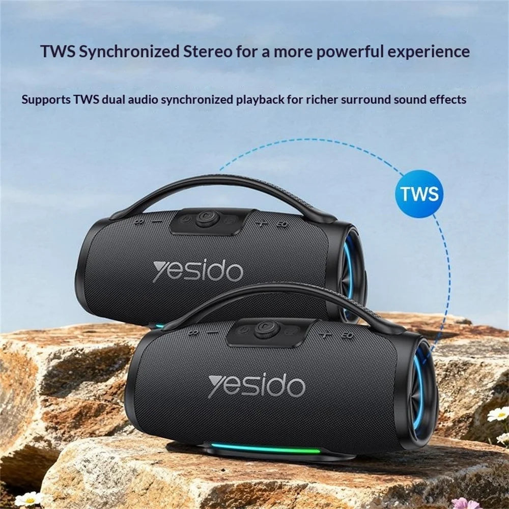 YESIDO YSW45 120W Bluetooth-compatible 5.0 Wireless Speaker RGB Lights Outdoor Portable Speaker with Microphone - Black - 4