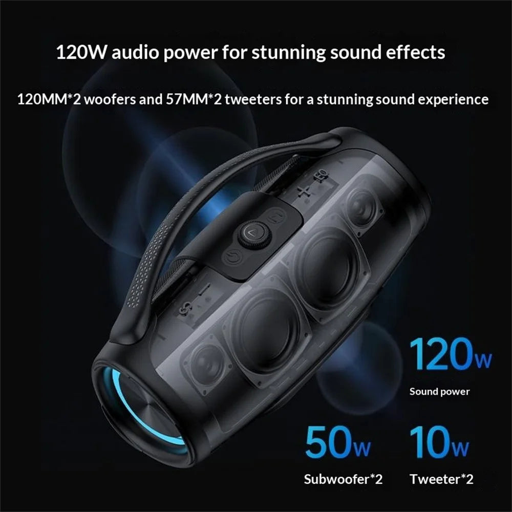YESIDO YSW45 120W Bluetooth-compatible 5.0 Wireless Speaker RGB Lights Outdoor Portable Speaker with Microphone - Black - 6