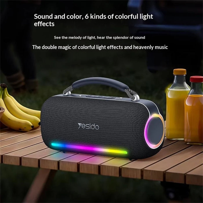 YESIDO YSW43 60W Portable Bluetooth-compatible Speaker with RGB Lights IPX5 Waterproof Wireless Subwoofer with Handle for Outdoor Party - Black - 4
