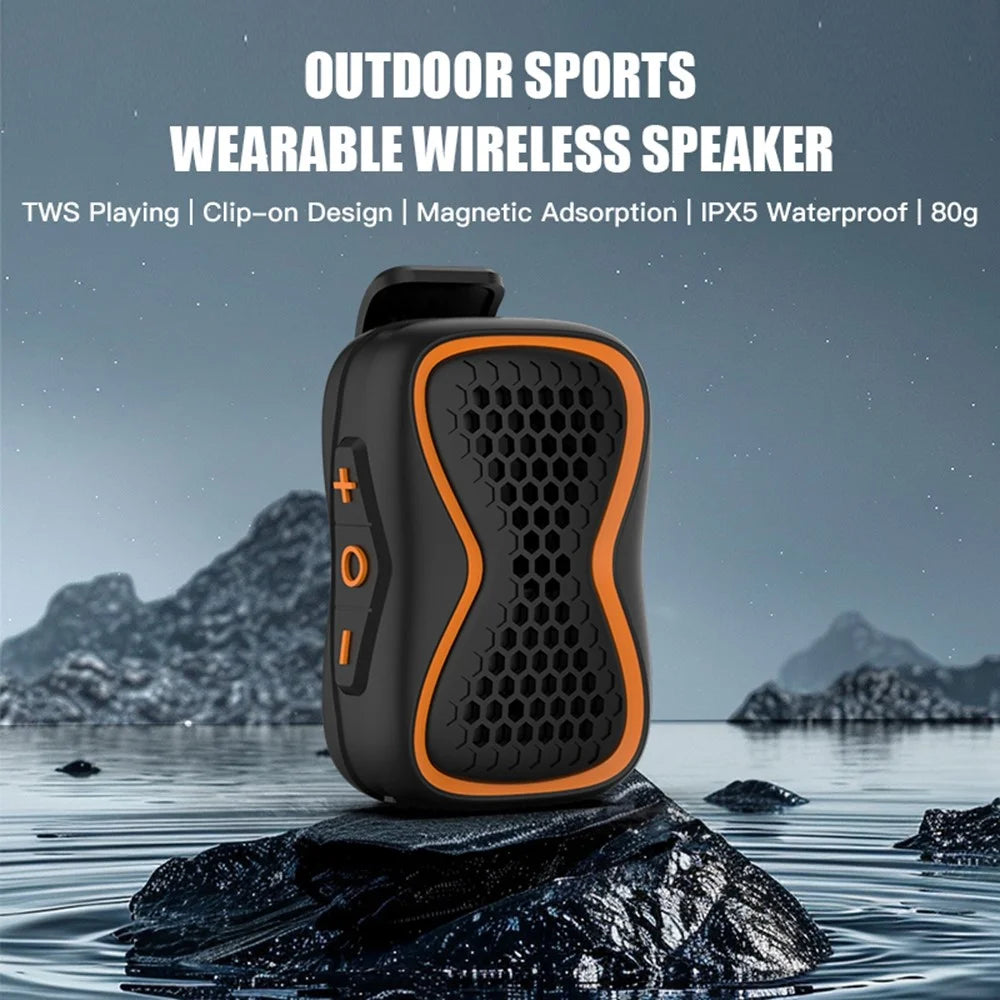 Clip-On Bluetooth-compatible Speaker Magnetic Waterproof IPX5 TWS Stereo Mini Wireless Subwoofer for Sports - Black - 2