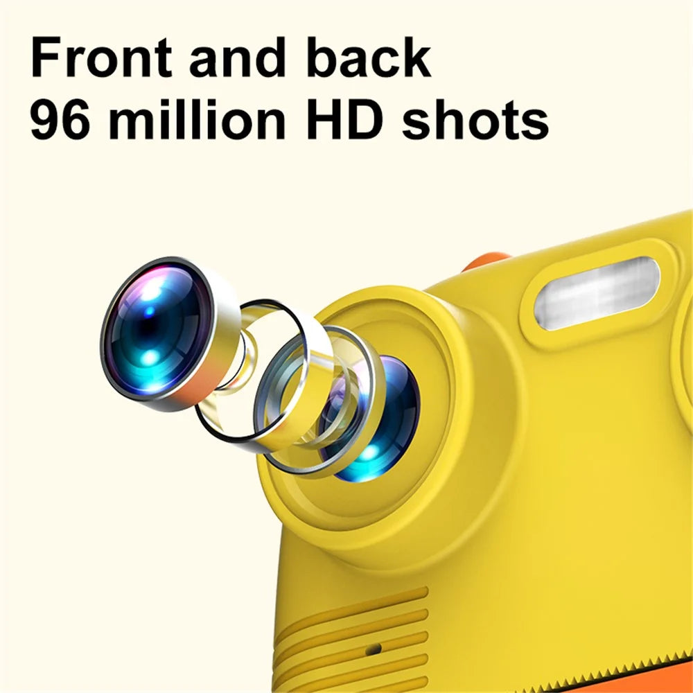 D8 Dual-Lens Children Video Camera Kid's Educational Toy Supporting 128GB Memory Card - Yellow - 4