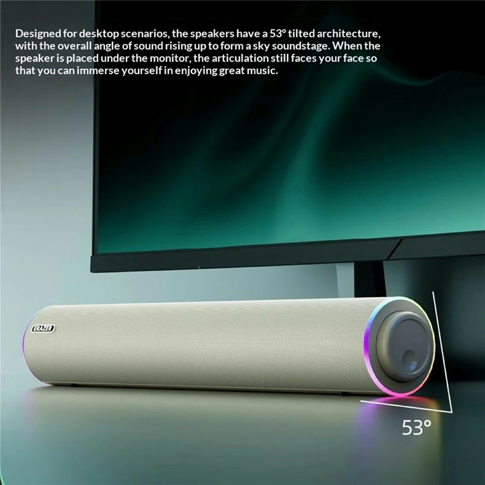 ERAZER W111 Desktop USB Wired Bluetooth-compatible Speaker 6W Dual Channel RGB Light Portable Speaker for PC Gaming (Invested By Lenovo) - Black - 4
