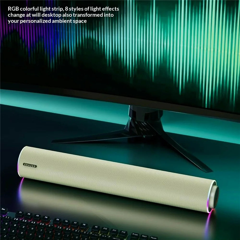 ERAZER W111 Desktop USB Wired Bluetooth-compatible Speaker 6W Dual Channel RGB Light Portable Speaker for PC Gaming (Invested By Lenovo) - Black - 5