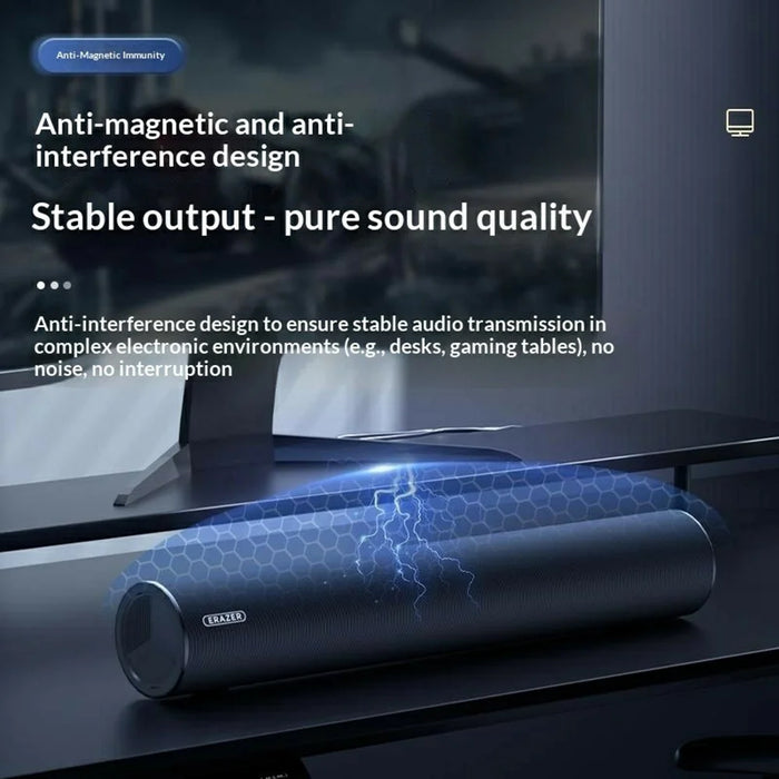 ERAZER W110 Desktop USB Wired Speaker 3.5mm Audio Input 6W Portable Speaker for PC Gaming (Invested By Lenovo) - Black - 6