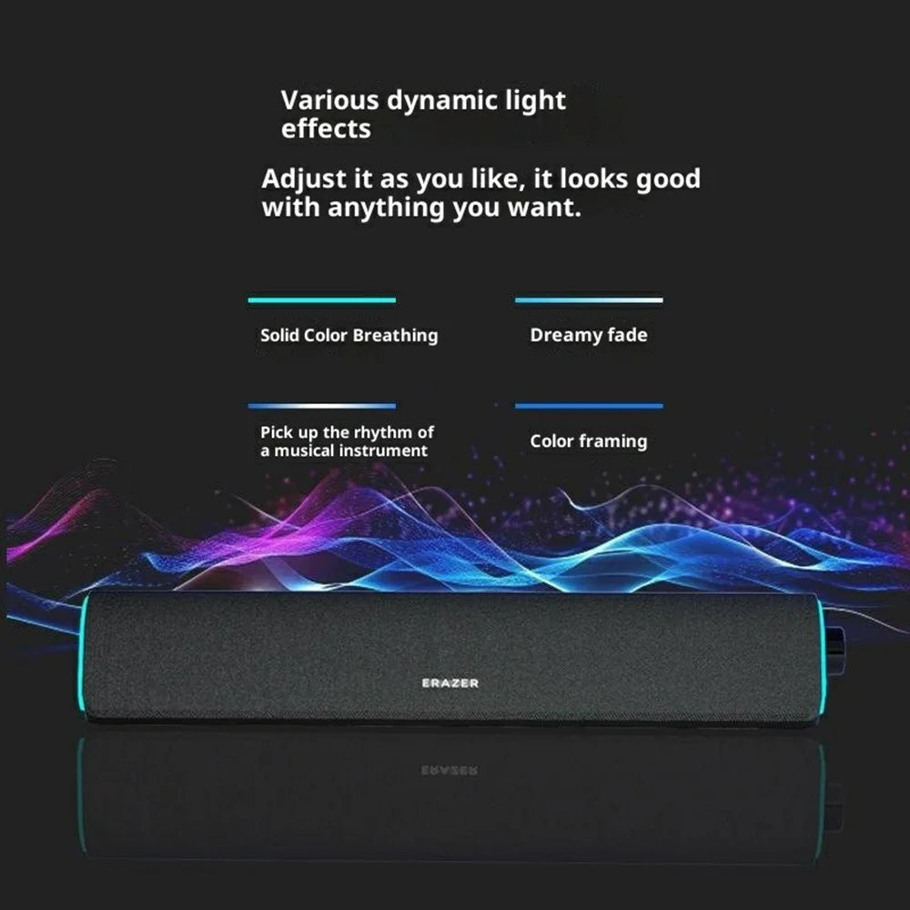 ERAZER W05 Desktop Wired Speakers 6W RGB LED Bluetooth-compatible 5.3 Dual Driver Portable Speaker for PC Gaming (Invested By Lenovo) - 6