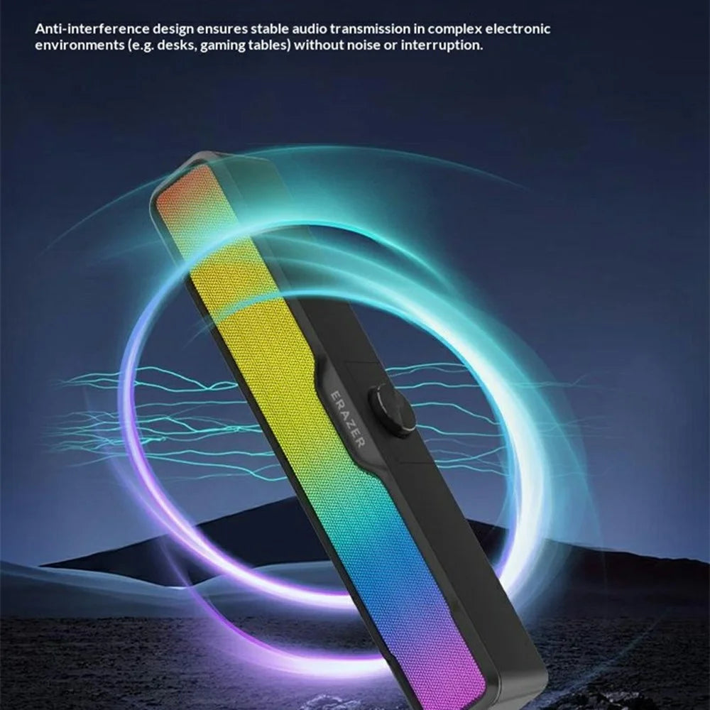 ERAZER W113 Desktop RGB Speaker Bluetooth-compatible 5.4 6W Stereo Sound USB Wired Speaker (Invested By Lenovo) - Black - 5